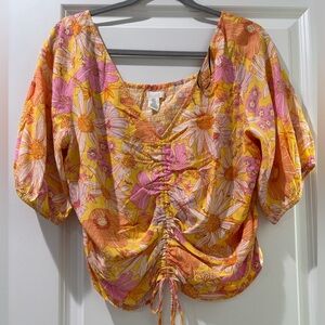 H&M Yellow and Pink Floral Top